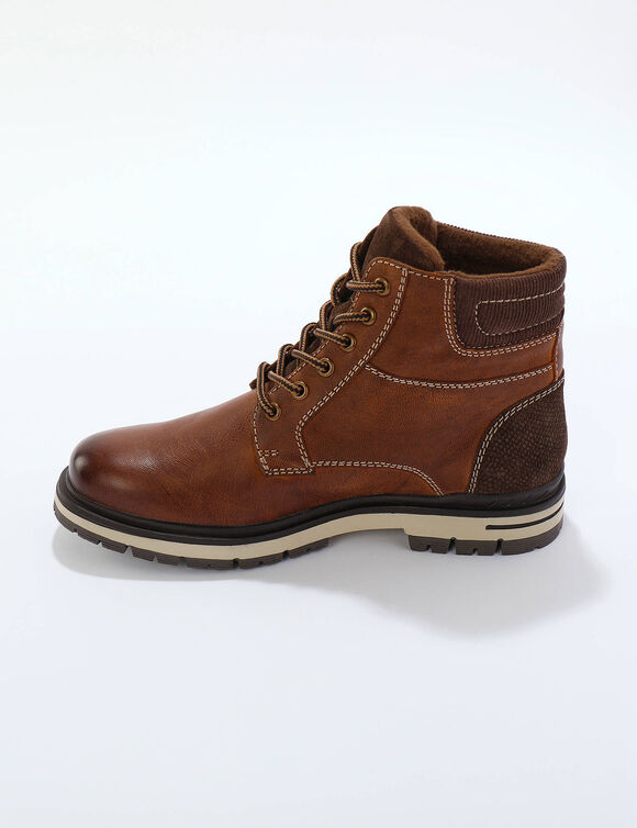 Bottines met veters, leer en velours (bruin)