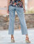 Pantalon coupe droite 7/8ème taille élastiquée, denim (bleached clair)