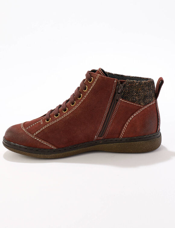 Leren boots met veters en rits (bordeaux)