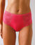 Culotte microfibre et dentelle stretch forme maxi taille haute - lot de 2 (fuchsia + ivoire)