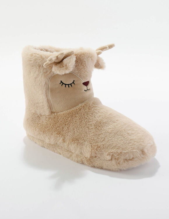 Chaussons bottillons rennes fourrés (beige)