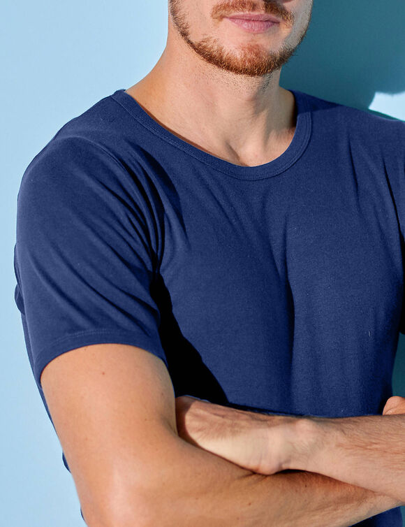 T-shirt sous-v&ecirc;tement homme col rond - lot de 3 (marine)