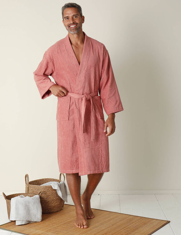 Peignoir mixte adute éponge bouclette 1er prix (bois de rose)