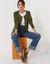 Cardigan boutonné col rond uni, toucher doux (kaki)