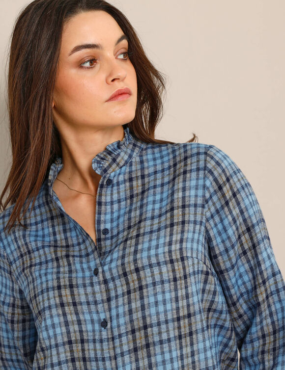 Chemisier à carreaux, flanelle (marine / blauw)