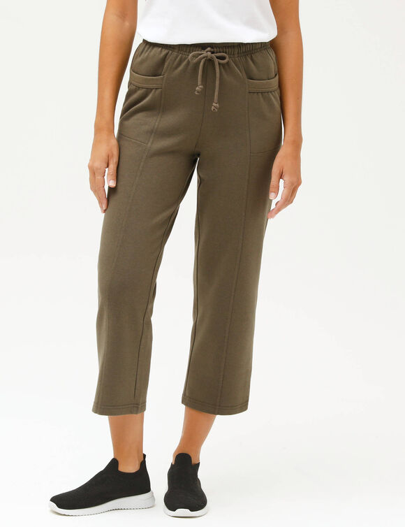 Pantacourt molleton gratt&eacute; (kaki)