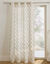Geborduurd voilegordijn met 'art deco' motief - afgewerkt met oogringetjes (beige)