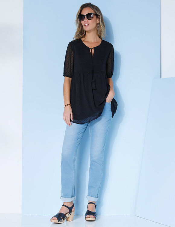 Tunique plumetis unie, polyester recyclé(**) (noir)
