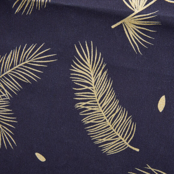 Kussenhoes met bladmotief, set van 2 (marineblauw)