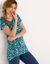 Asymmetrisch T-shirt met korte mouwen - smaragdgroen met bloemenprint (smaragd)