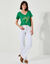 T-shirt met V-hals en goudkleurige print (groen)