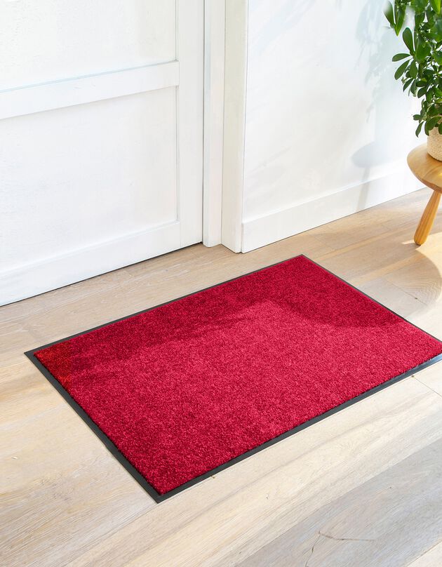 Effen stofwerend tapijtje, luxe versieuni (rood)
