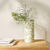 Keramische vaas met bloemenprint - hoogte 19,5 cm (wit/groen)