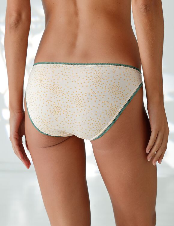 Slip coton imprimé motifs « étoiles » assortis  – Lot de 4 (sable / vert)