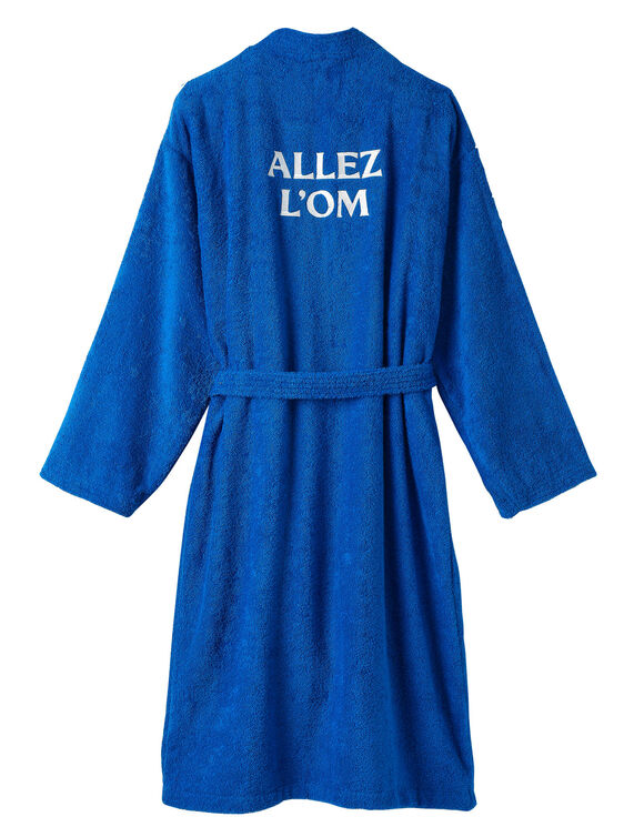 Peignoir adulte OM&reg; col kimono, &eacute;ponge (bleu)