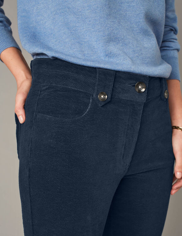 Pantalon droit, velours côtelé (marine)