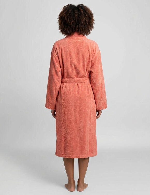 Peignoir mixte adulte col kimono - &eacute;ponge bouclette 380 g/m&sup2; (tomette)