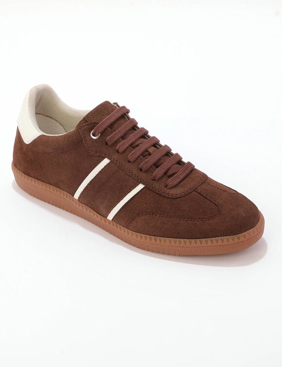 Sneakers van spaltleer (chocolade)