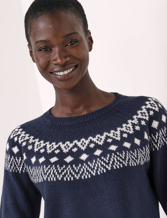 Pull jacquard  (marine / &eacute;cru)