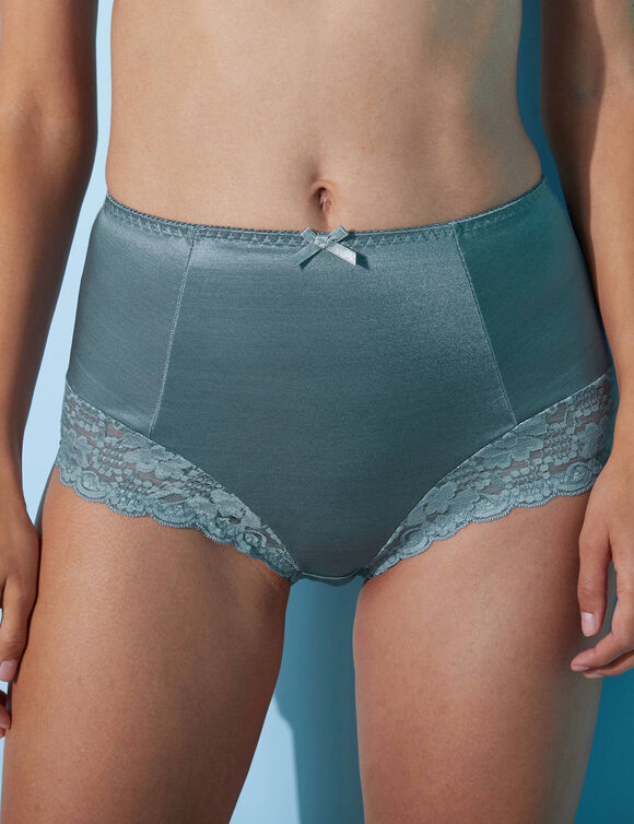 Gainette maille satinée et dentelle Avila - lot de 2 (ardoise + lagon)