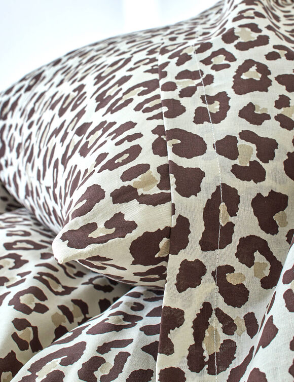 Linge de lit L&eacute;onard imprim&eacute; - coton 52 fils/cm&sup2; (beige)