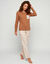 Pyjama pantalon imprim&eacute; flocons, jersey pur coton (&eacute;cru / caramel)