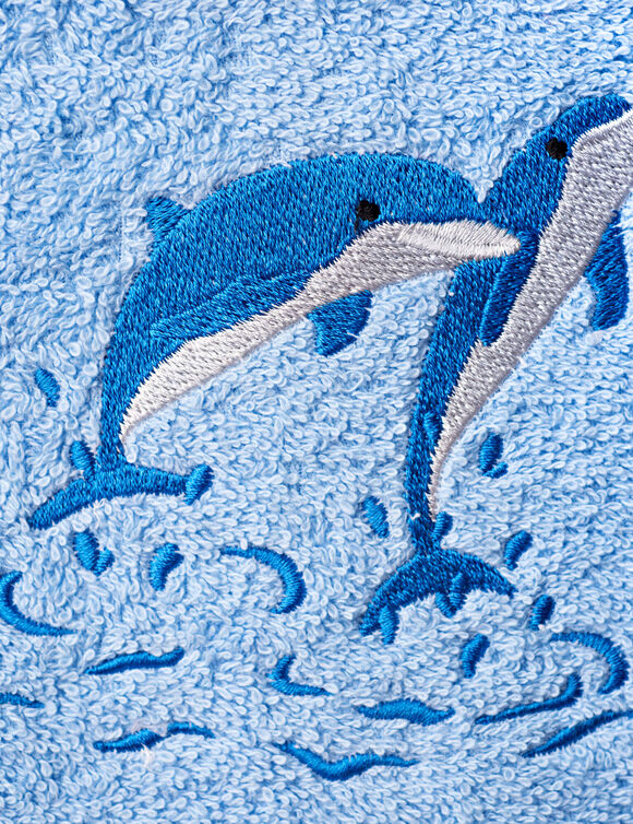 Badlinnen met geborduurd dolfijnenmotief Colombine&reg; - Sets (korenbloem)