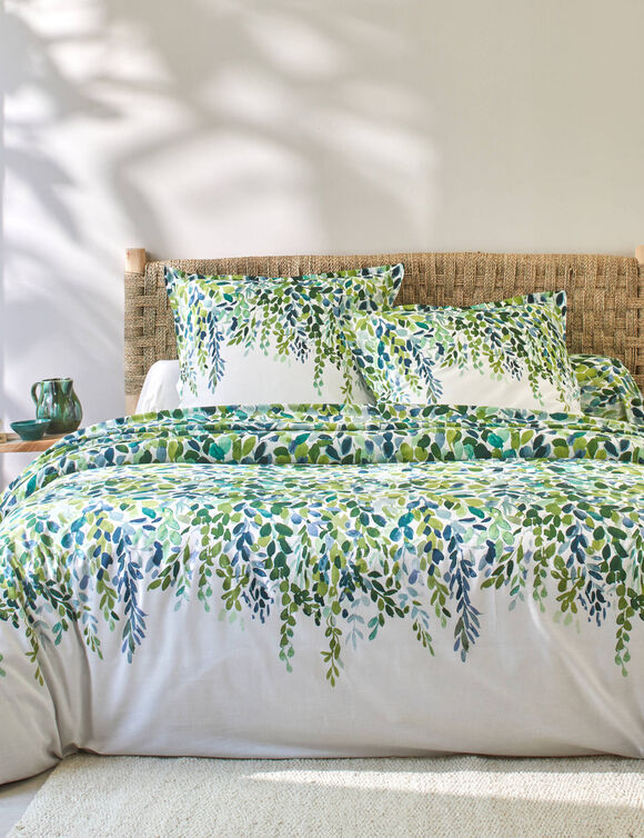 Bedlinnen Léonie, in katoen met plantenprint (ecru)