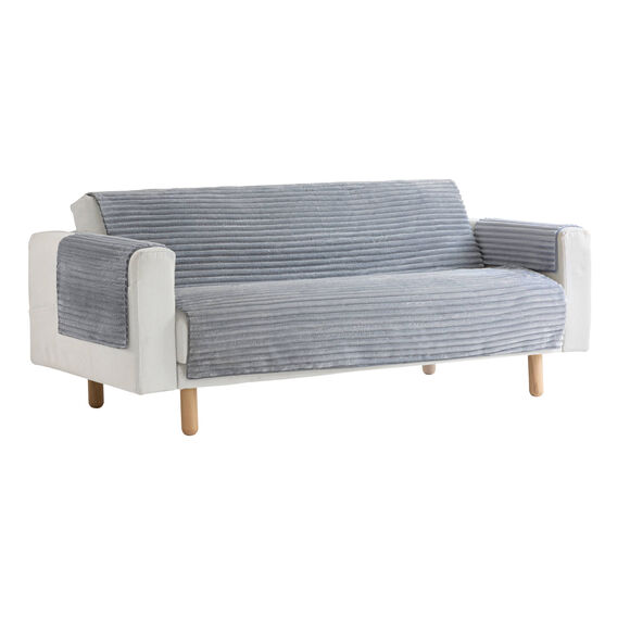 Protège-salon antiglisse toucher peluche (gris)