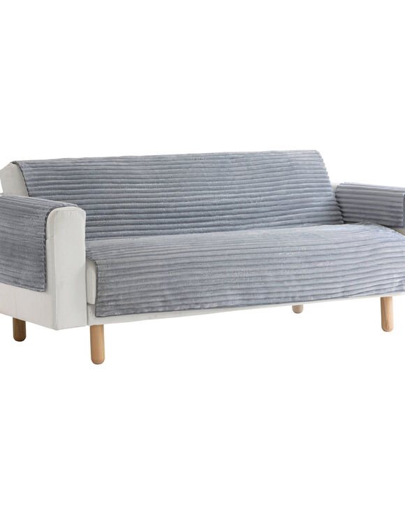 Prot&egrave;ge-salon antiglisse toucher peluche (gris)