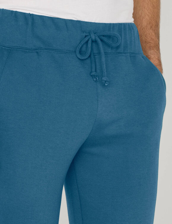 Pantalon jogging molleton bas droits (bleu p&eacute;trole)