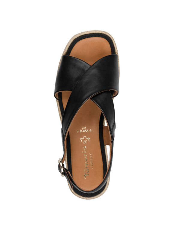 Sandales crois&eacute;es compens&eacute;es (zwart)