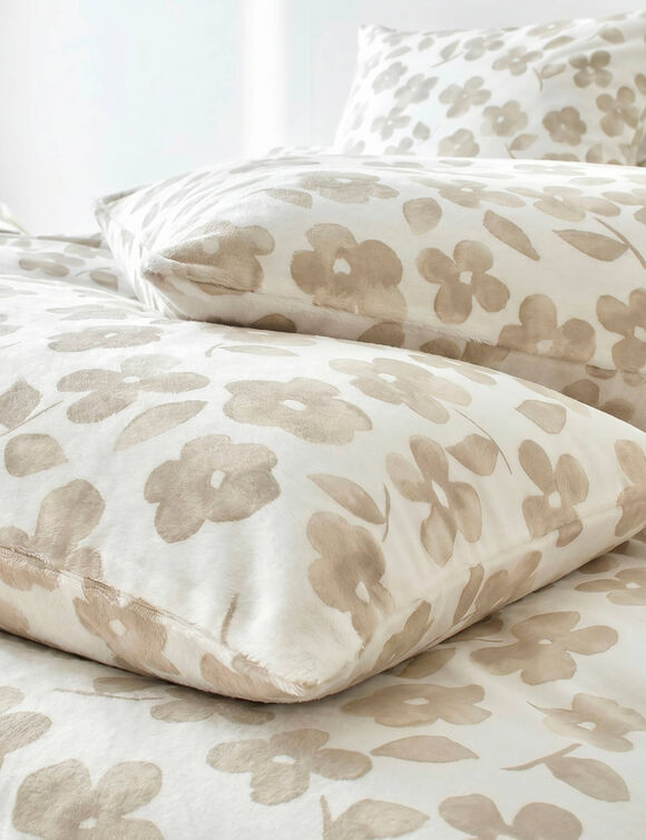 Linge de lit Petunia en flanelle imprim&eacute;e (sable)