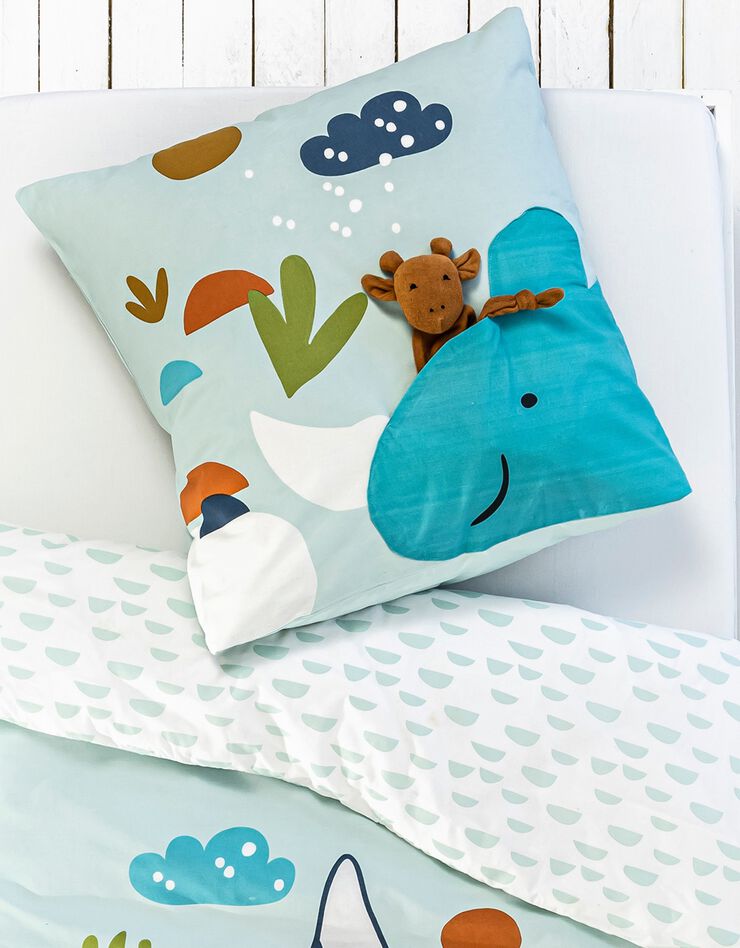 Bedlinnenset Dinosaurus met reliëf - katoen (blauw)