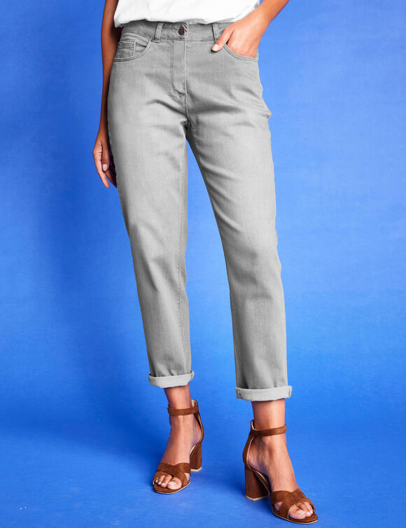 Jean stretch coupe mom (gris)