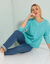 Vest met knopen in patenttricot (turkoois)