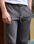 Joggingbroek in molton met elastische pijponderkanten (chin&eacute; antraciet)