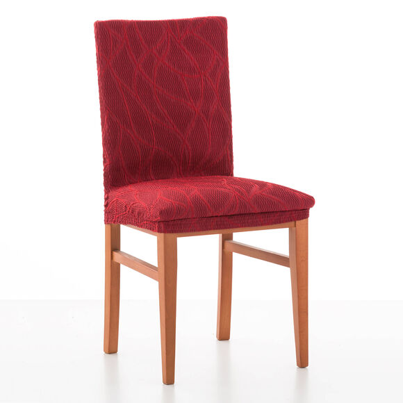 Housse int&eacute;grale extensible motif jacquard "serpentins" sp&eacute;ciale chaise (rouge)