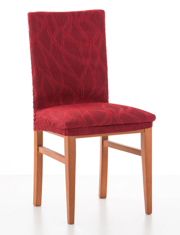 Rekbare volledige hoes met jacquard-motief &bdquo;serpentines&ldquo;, speciaal voor stoelen (rood)