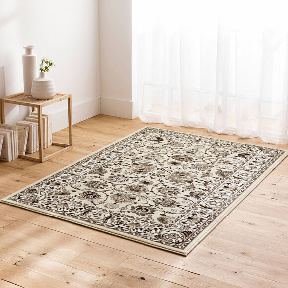 Rechthoekig tapijt met Perzische motieven (beige)