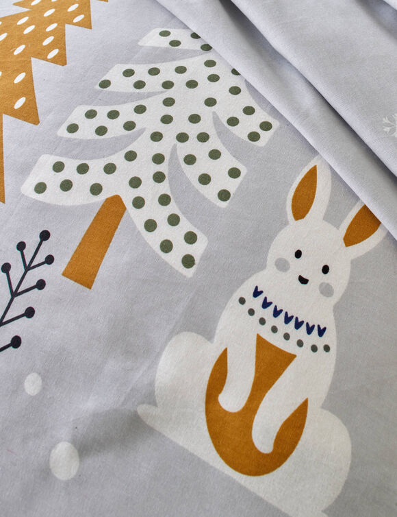 Bedlinnen Bos, in bedrukt katoen (grijs)