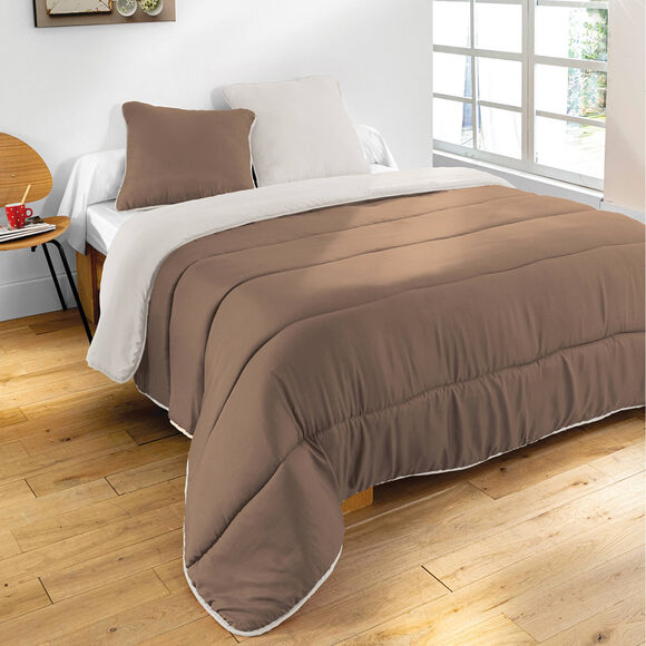 Tweekleurig deken in microvezel 350g/m2 (taupe / beige)