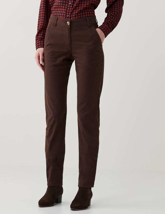 Pantalon chino stretch (chocolat)