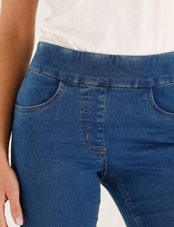 Corsaire fusel&eacute; ultra stretch, maille effet jean (stone)