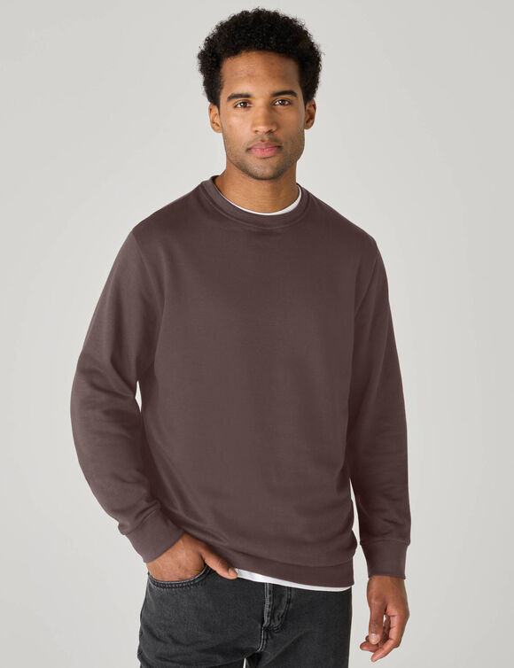 Sweat molleton col rond (marron)