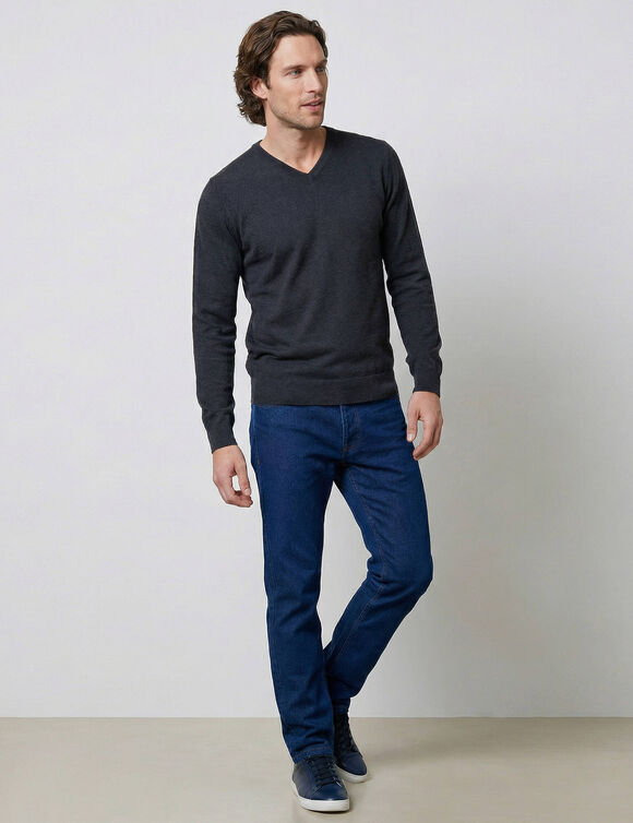 Pull col V 80% laine (anthracite)