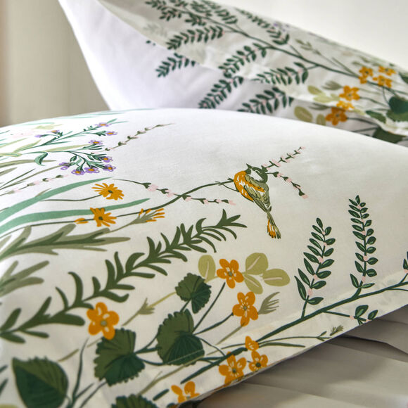 Linge de lit Alice en coton imprimé (wit / groen)