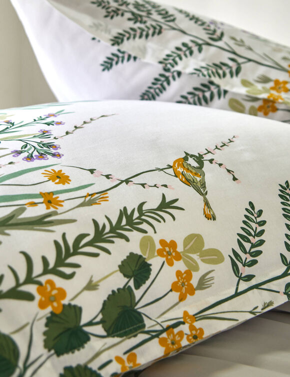 Linge de lit Alice en coton imprimé (wit / groen)