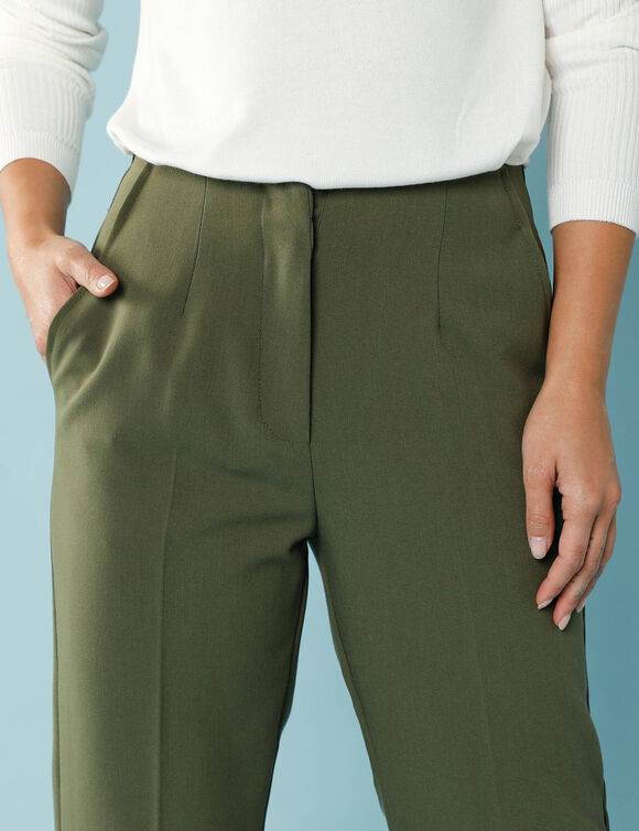 Pantalon cigarette uni, Spécial Petites (kaki)