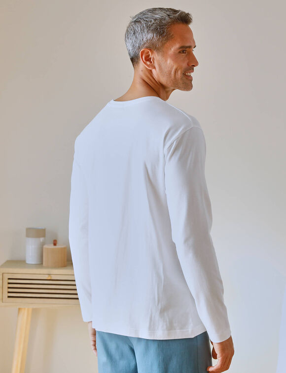 Pyjama-T-shirt met lange mouwen, wit (wit)